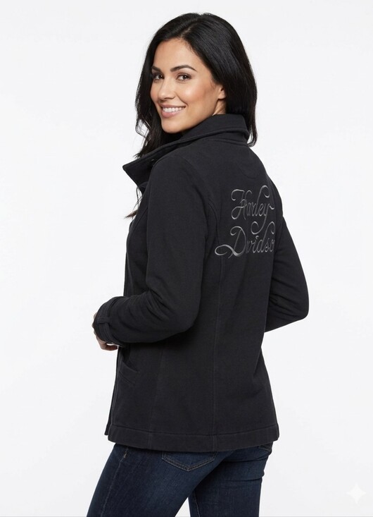 Harley-Davidson Jackets & Blazers - Harley-Davidson Embroidered Fleece Faded Black Pea Coat - XL